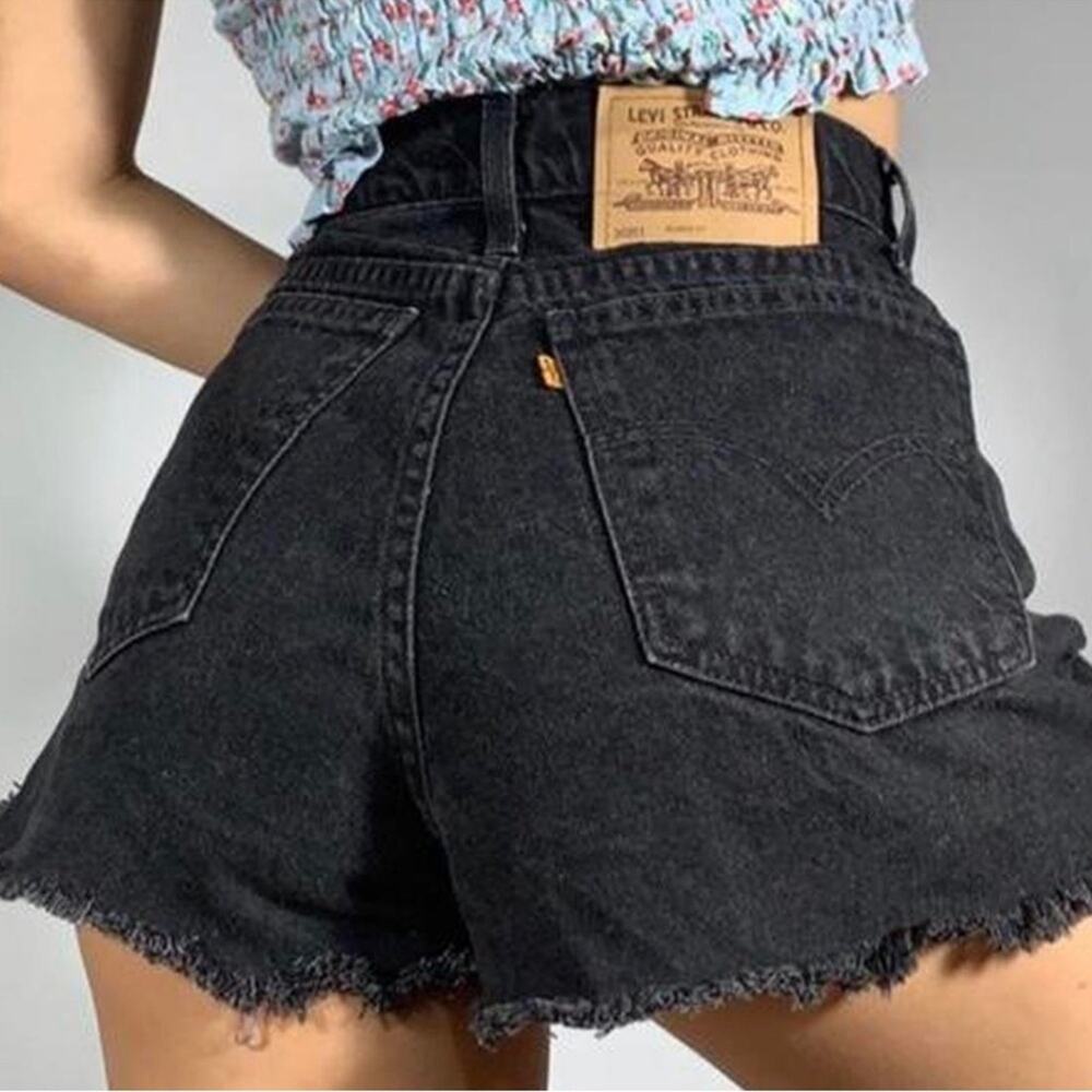 *vintage 1997* Levi’s black 647 orange tab Denim Shorts - Picture 2 of 13